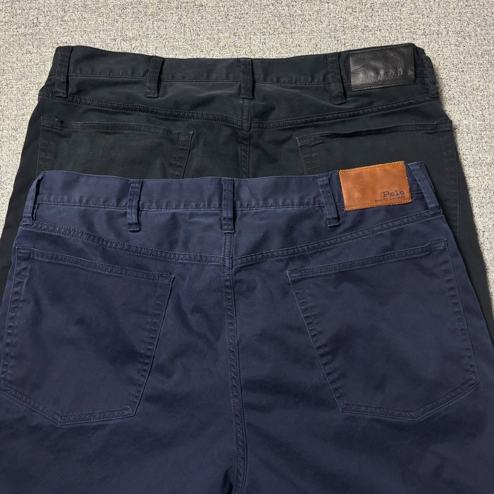 Polo Ralph Lauren Pants Mens 38x24 Slim Straight Fit Navy Black Hemmed Lot of 2
